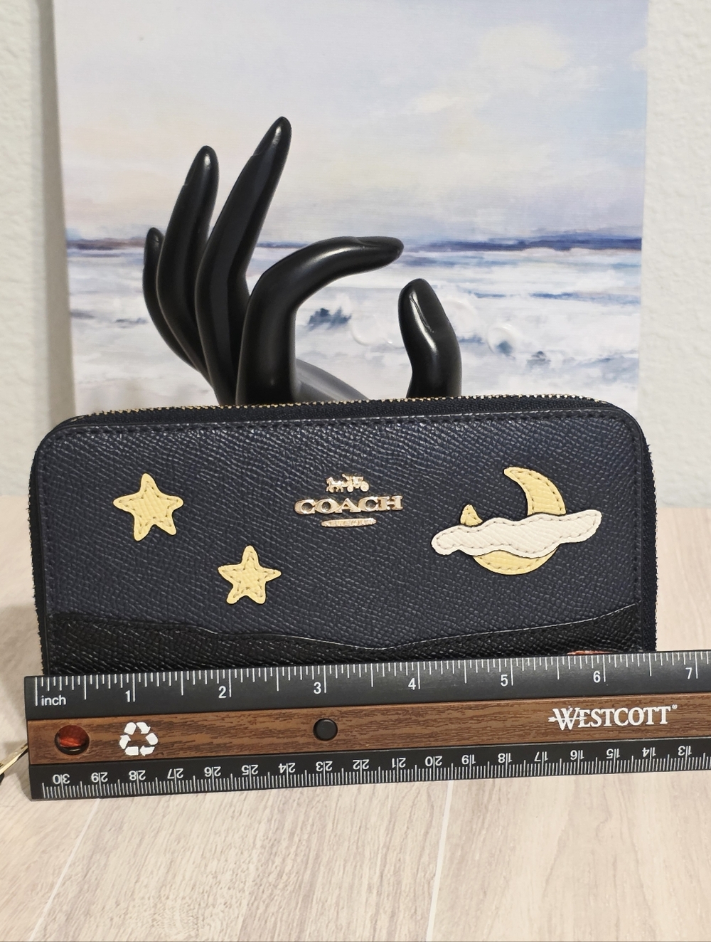 Coach C4533 Medium ID Zip Wallet Motif Night Desert Postcard in Midnight Gold - Picture 10 of 16